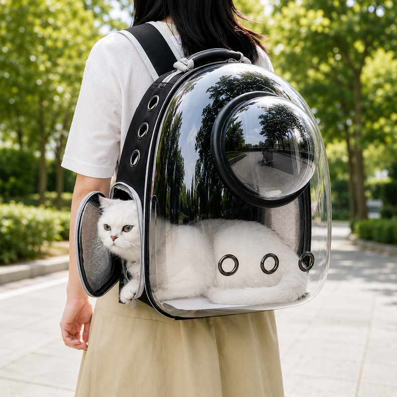Cat Backpack Carrier — Transparent Bubble Space Capsule for Travel