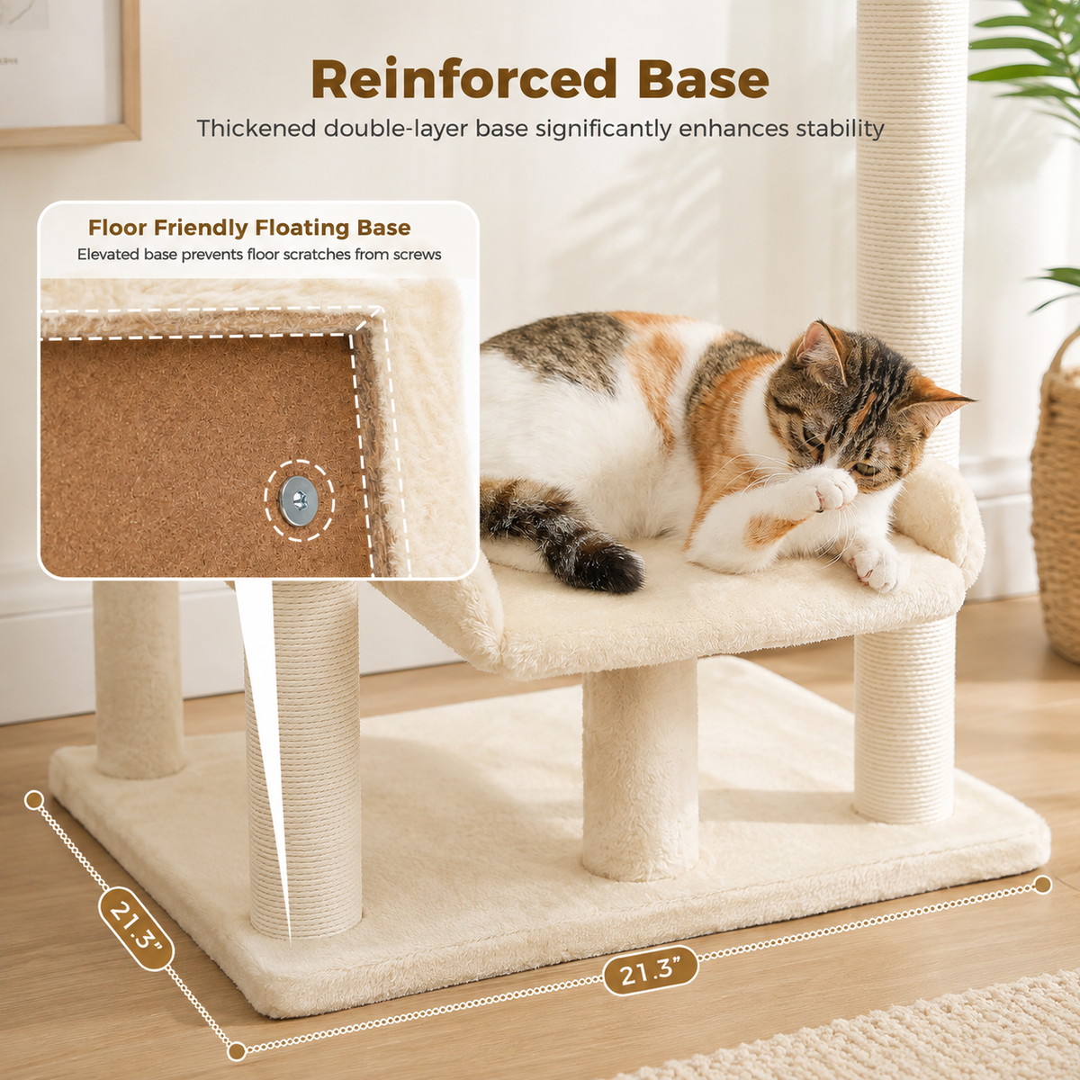 Cat Tree 110cm — 4-Tier Cat Tower with Plush Bed & Sisal Scratching Posts
