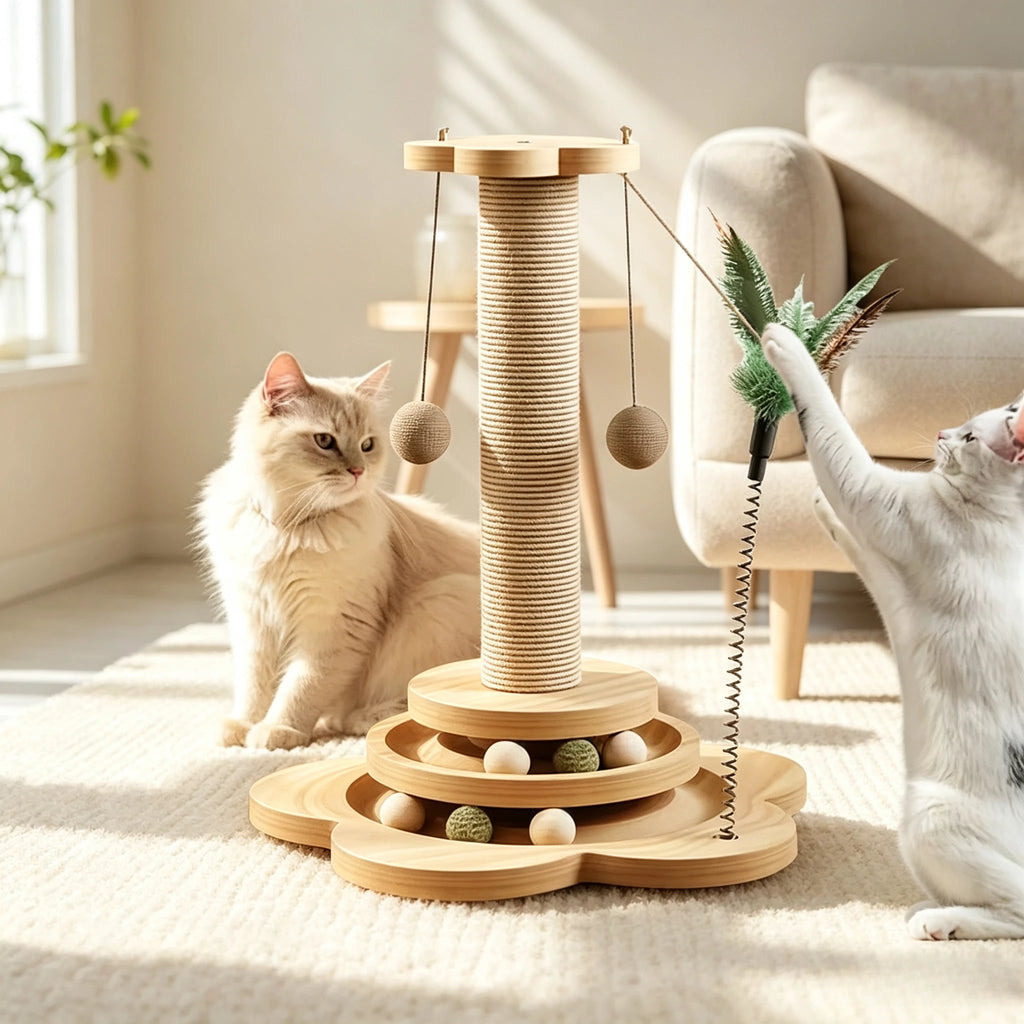 Sisal Cat Scratching Post — Turntable Play Tower