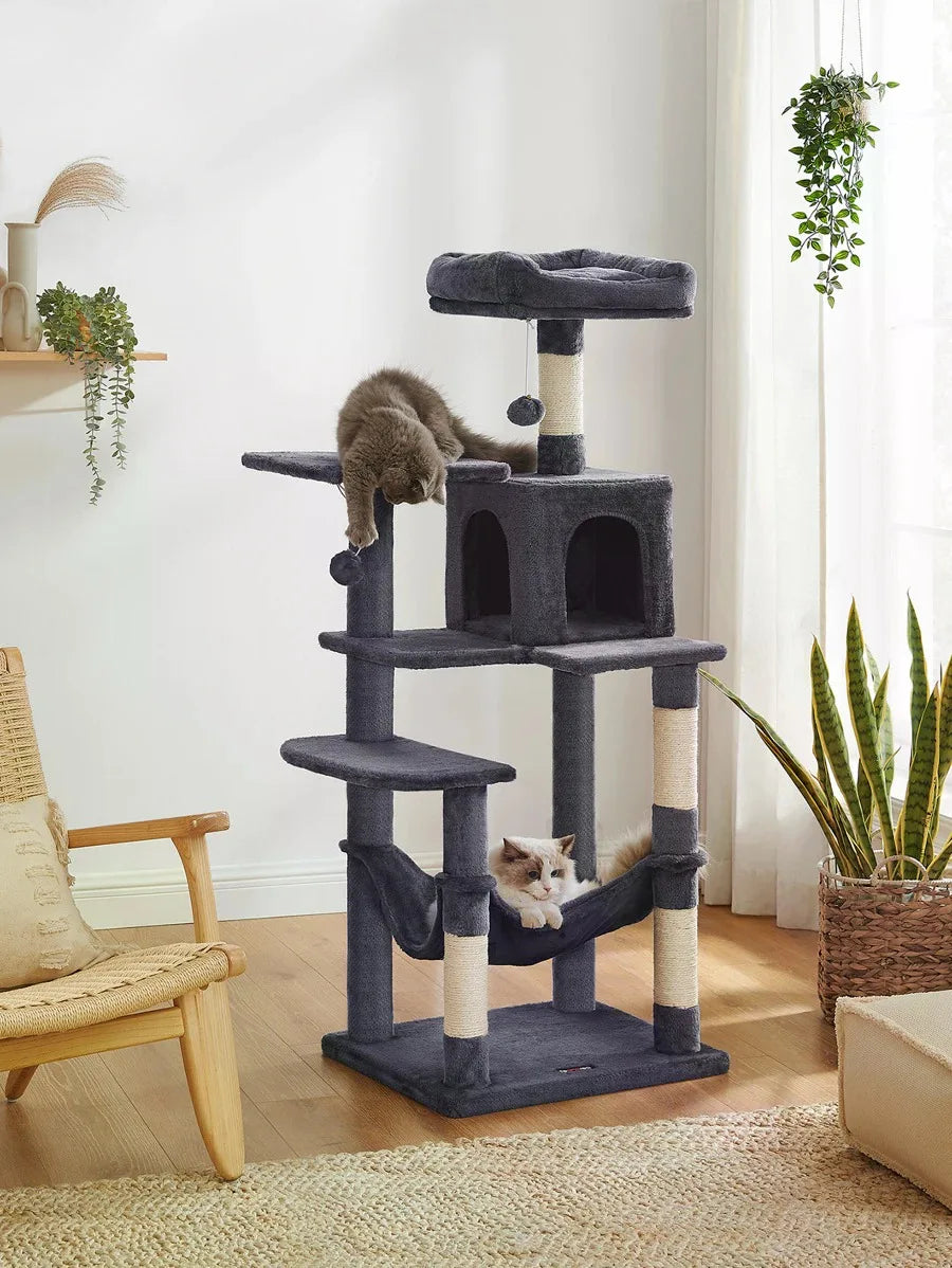 Plush Cat Tower — Condo, Hammock & Scratching Posts