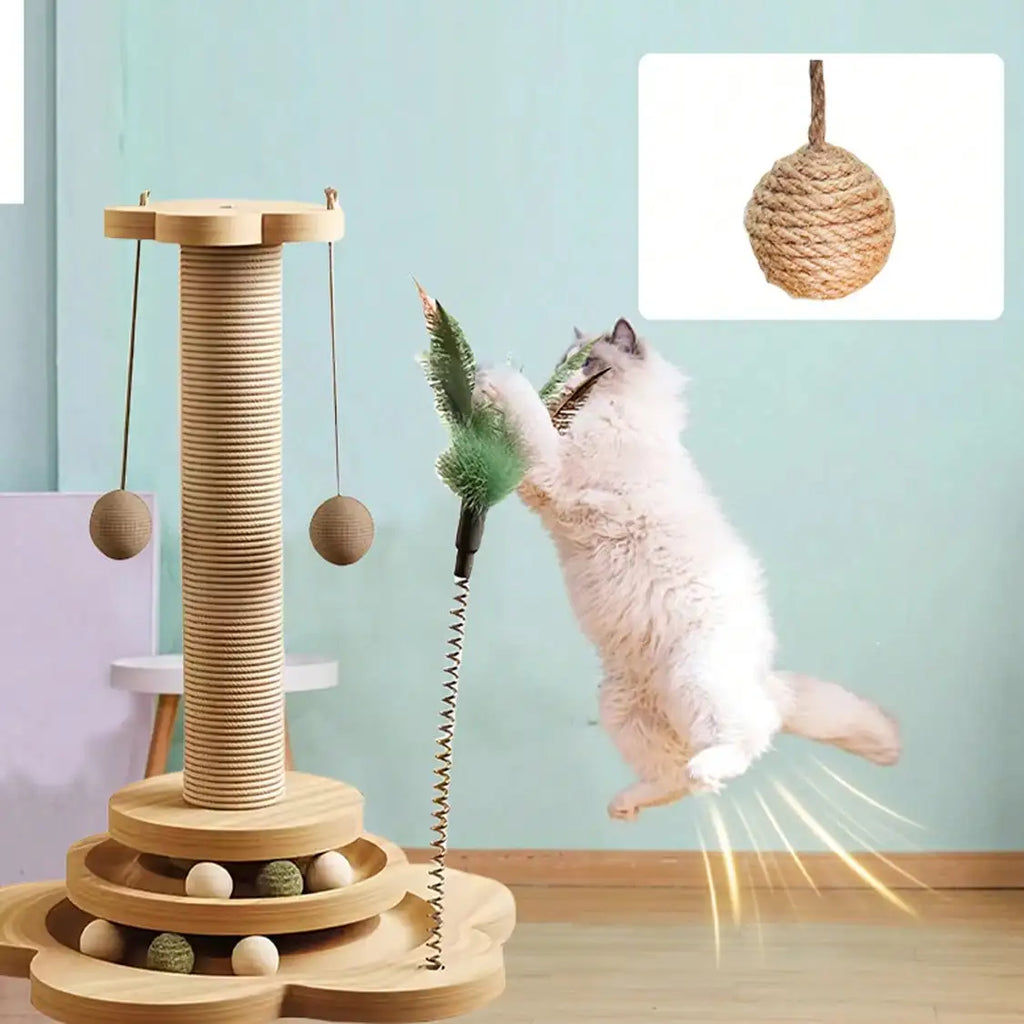 Sisal Cat Scratching Post — Turntable Play Tower