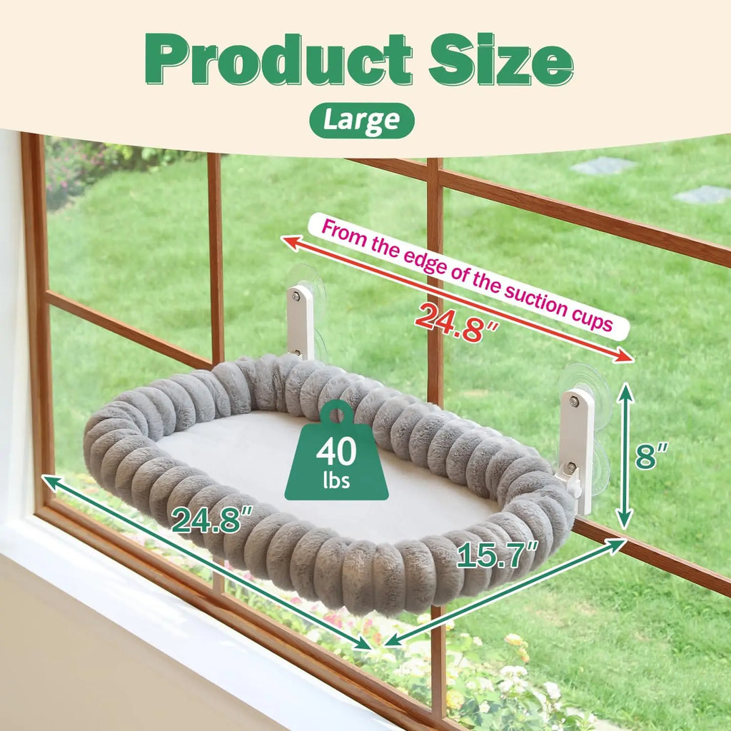 Foldable Cat Window Perch — Washable Bolster Bed