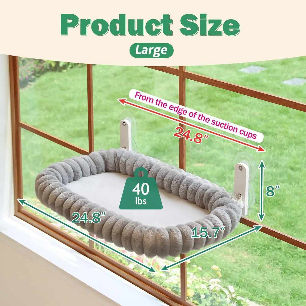 Foldable Cat Window Perch — Washable Bolster Bed