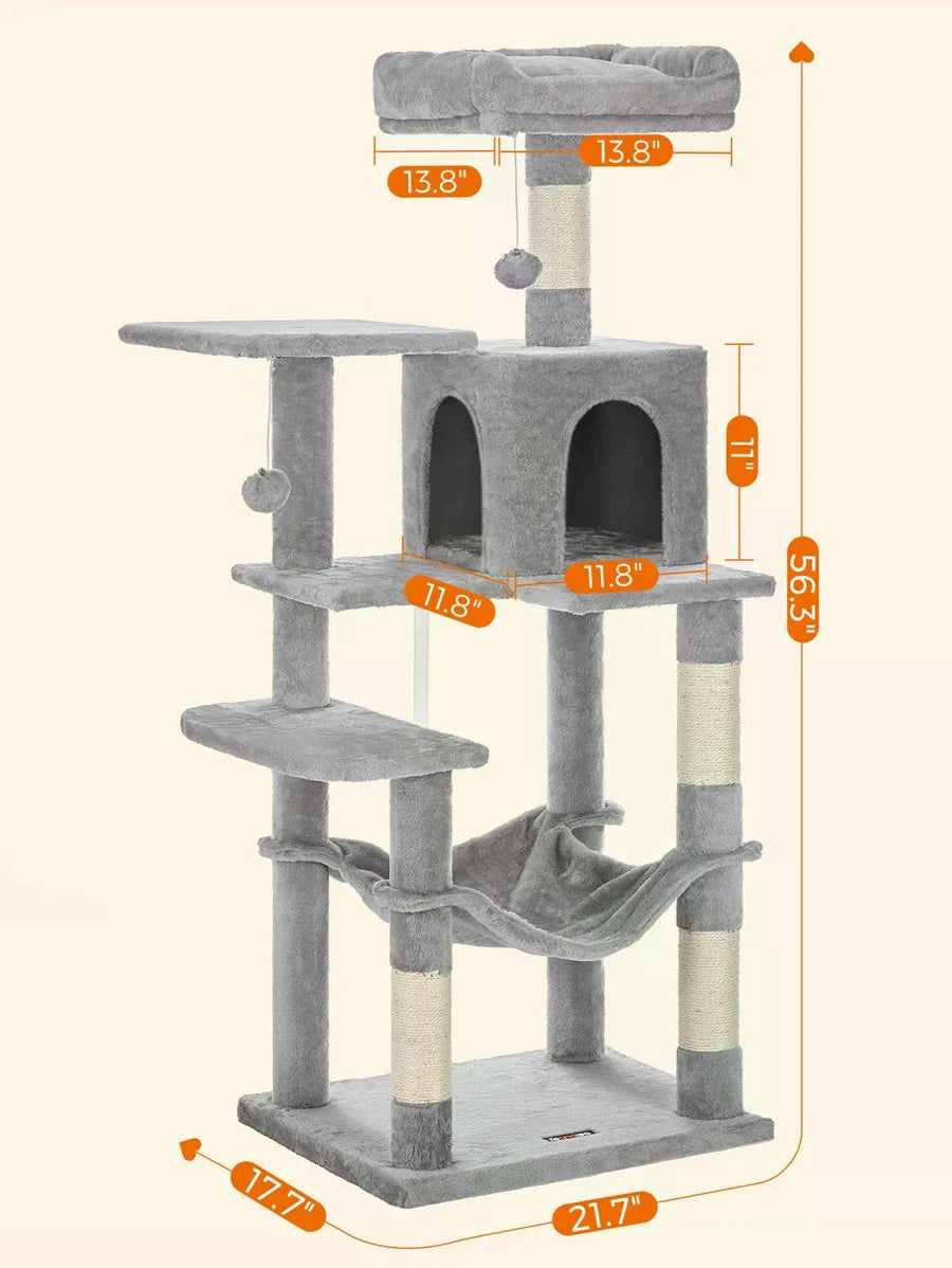 Plush Cat Tower — Condo, Hammock & Scratching Posts