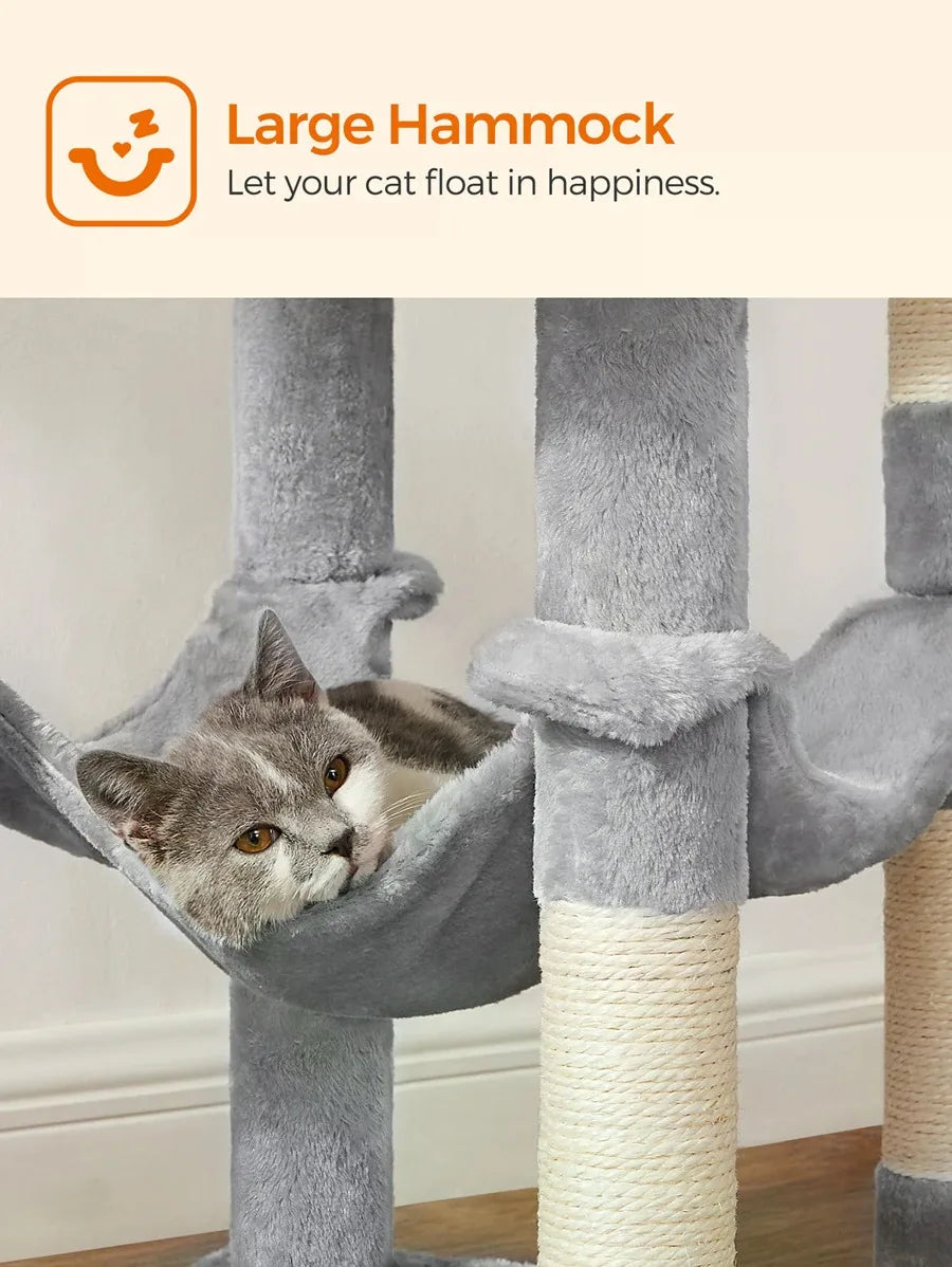 Plush Cat Tower — Condo, Hammock & Scratching Posts