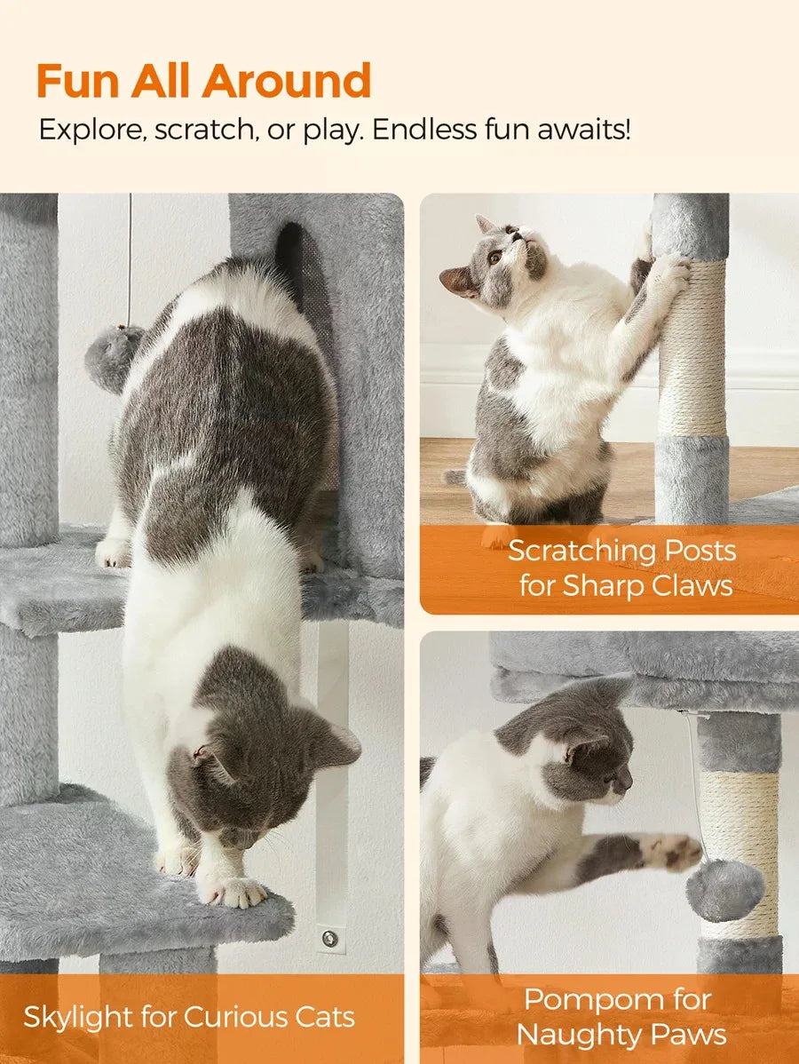 Plush Cat Tower — Condo, Hammock & Scratching Posts