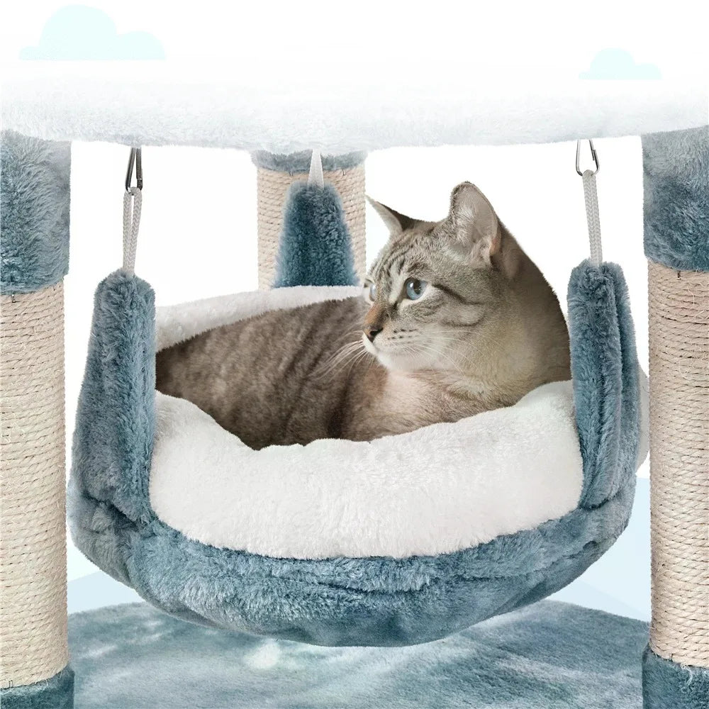 Plush Cat Tree Tower 45.5" — Hammock & Sisal Posts