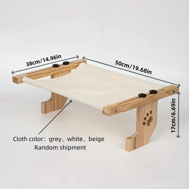 Wooden Cat Window Hammock — Adjustable Sill Perch