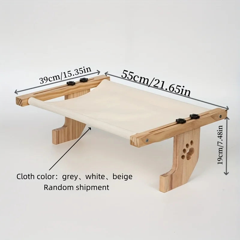 Wooden Cat Window Hammock — Adjustable Sill Perch