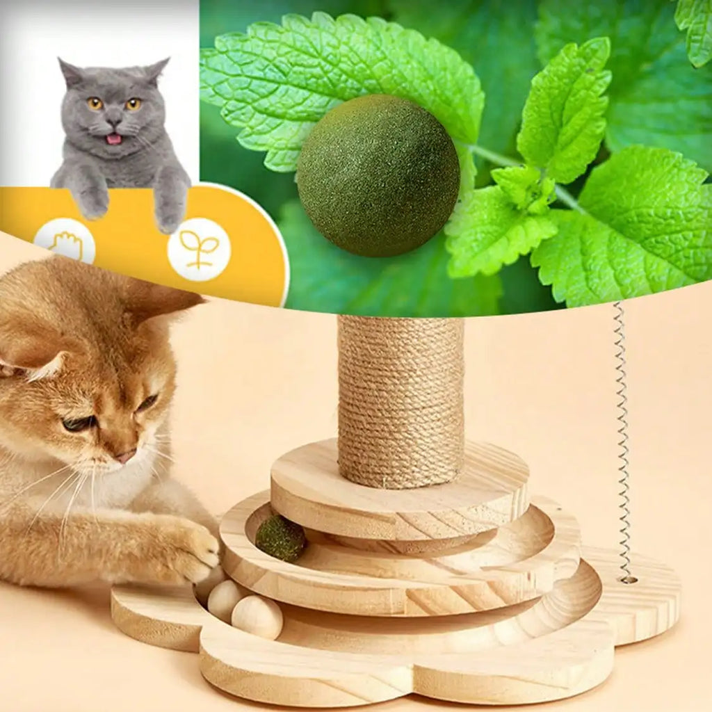 Sisal Cat Scratching Post — Turntable Play Tower