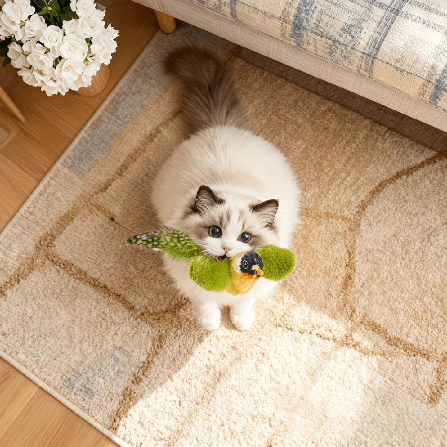 Chirping Bird Cat Toy — Feather Wand, No Batteries