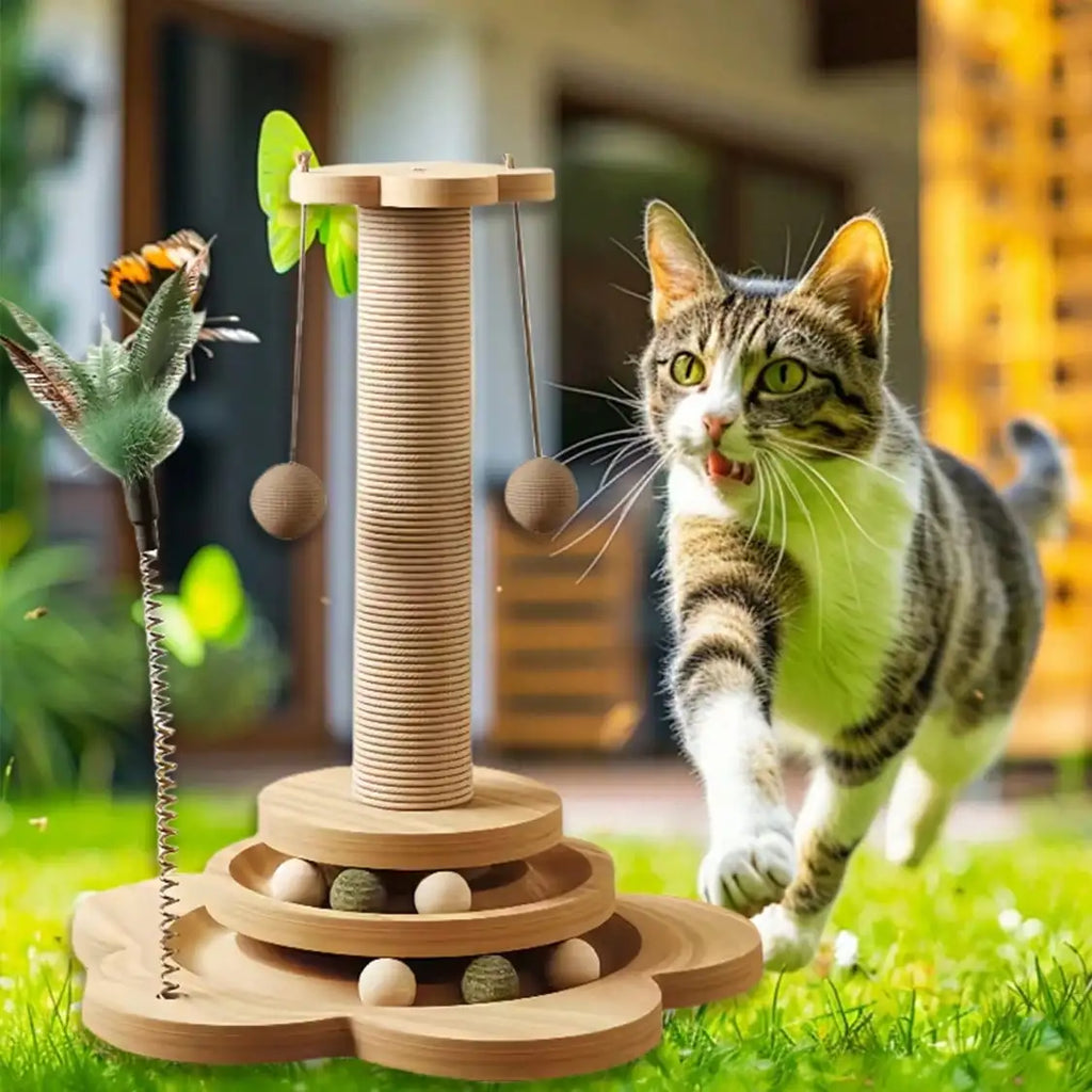 Sisal Cat Scratching Post — Turntable Play Tower