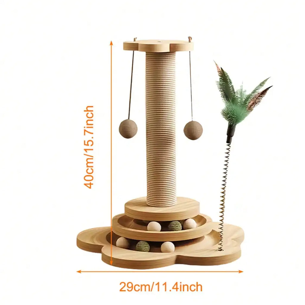 Sisal Cat Scratching Post — Turntable Play Tower