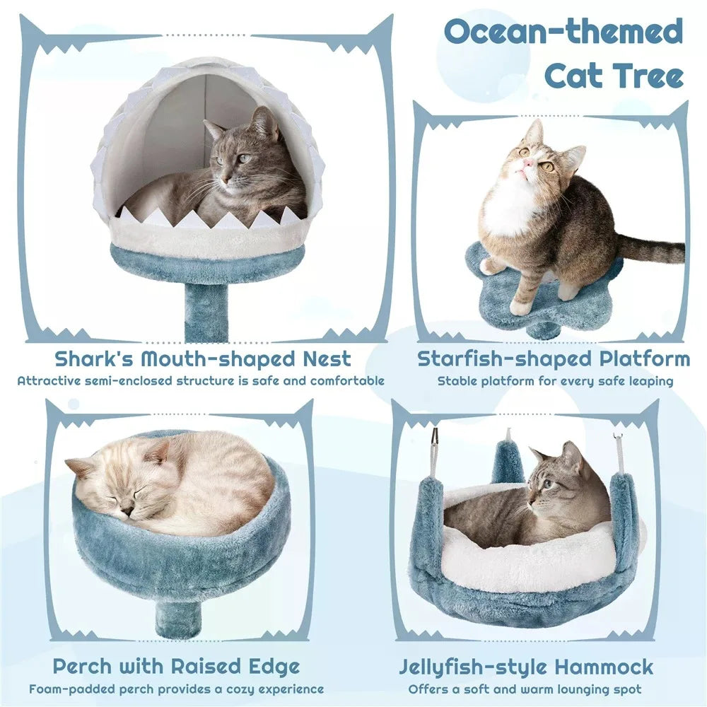 Plush Cat Tree Tower 45.5" — Hammock & Sisal Posts
