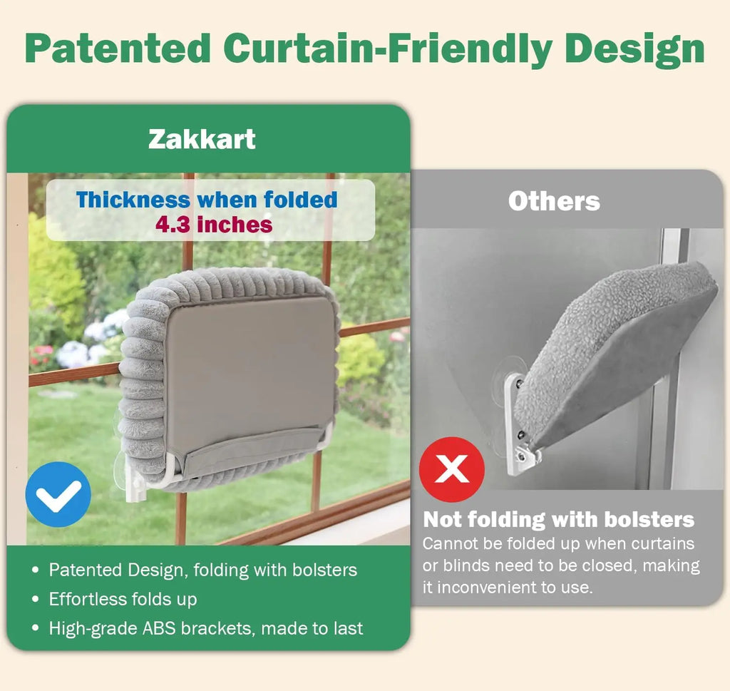 Foldable Cat Window Perch — Washable Bolster Bed