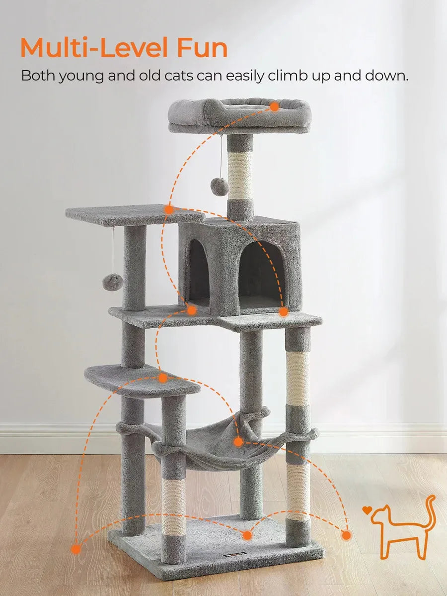 Plush Cat Tower — Condo, Hammock & Scratching Posts