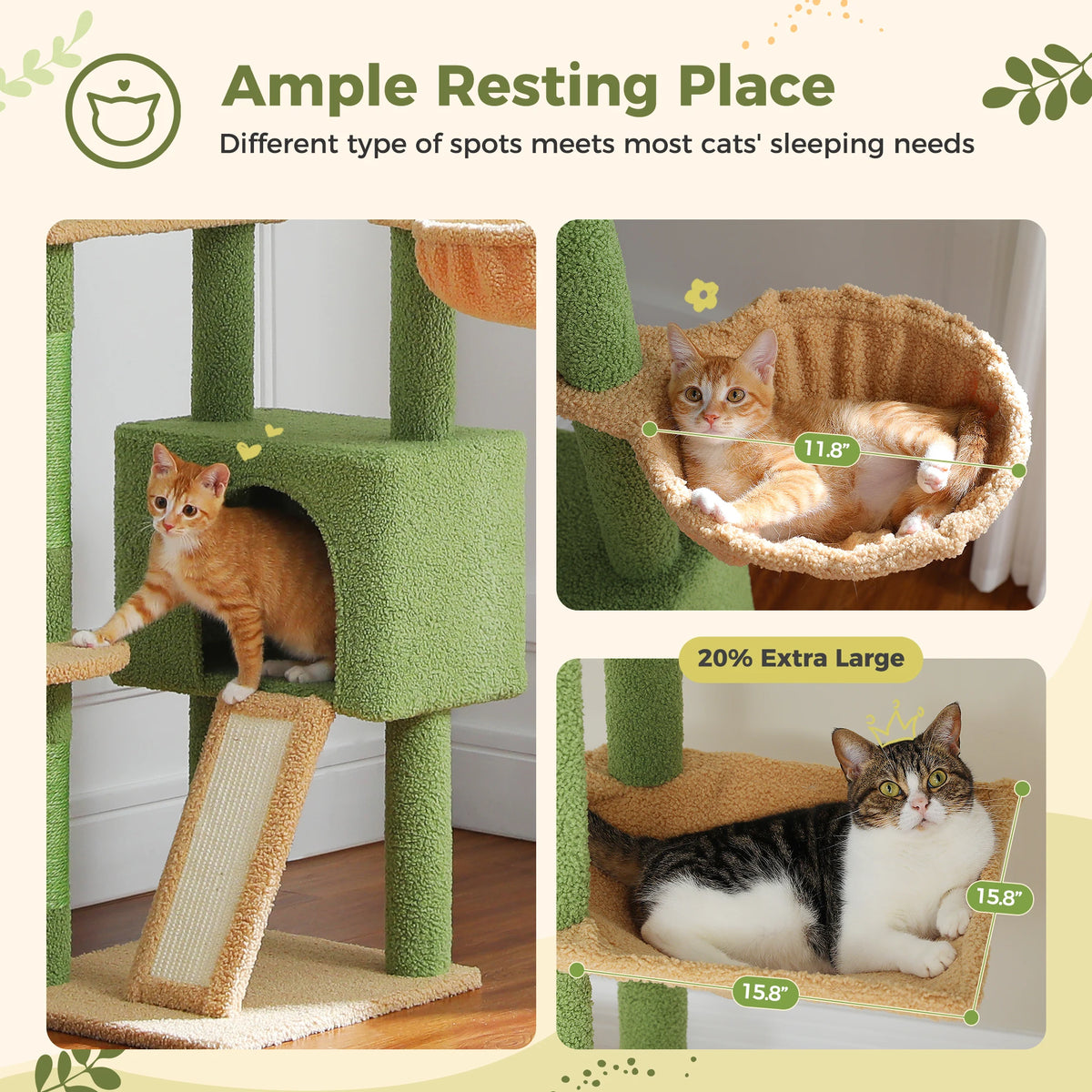Cactus Cat Tree — Floor-to-Ceiling Tower, Adjustable Height