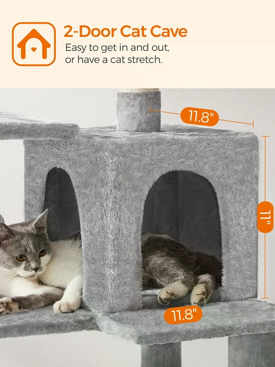 Plush Cat Tower — Condo, Hammock & Scratching Posts
