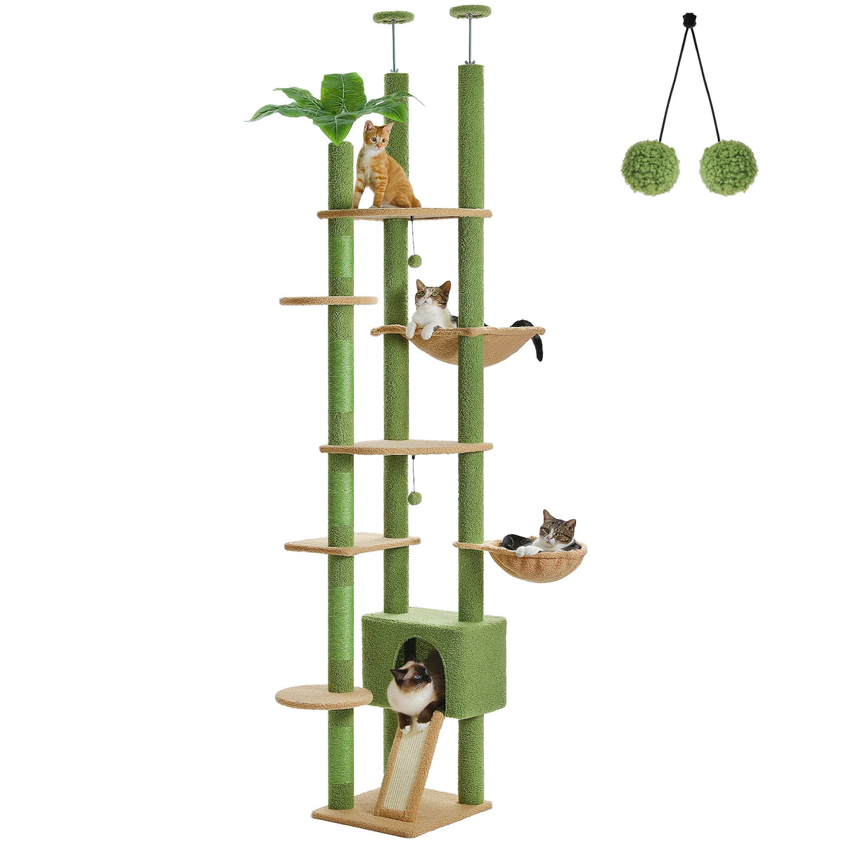 Cactus Cat Tree — Floor-to-Ceiling Tower, Adjustable Height