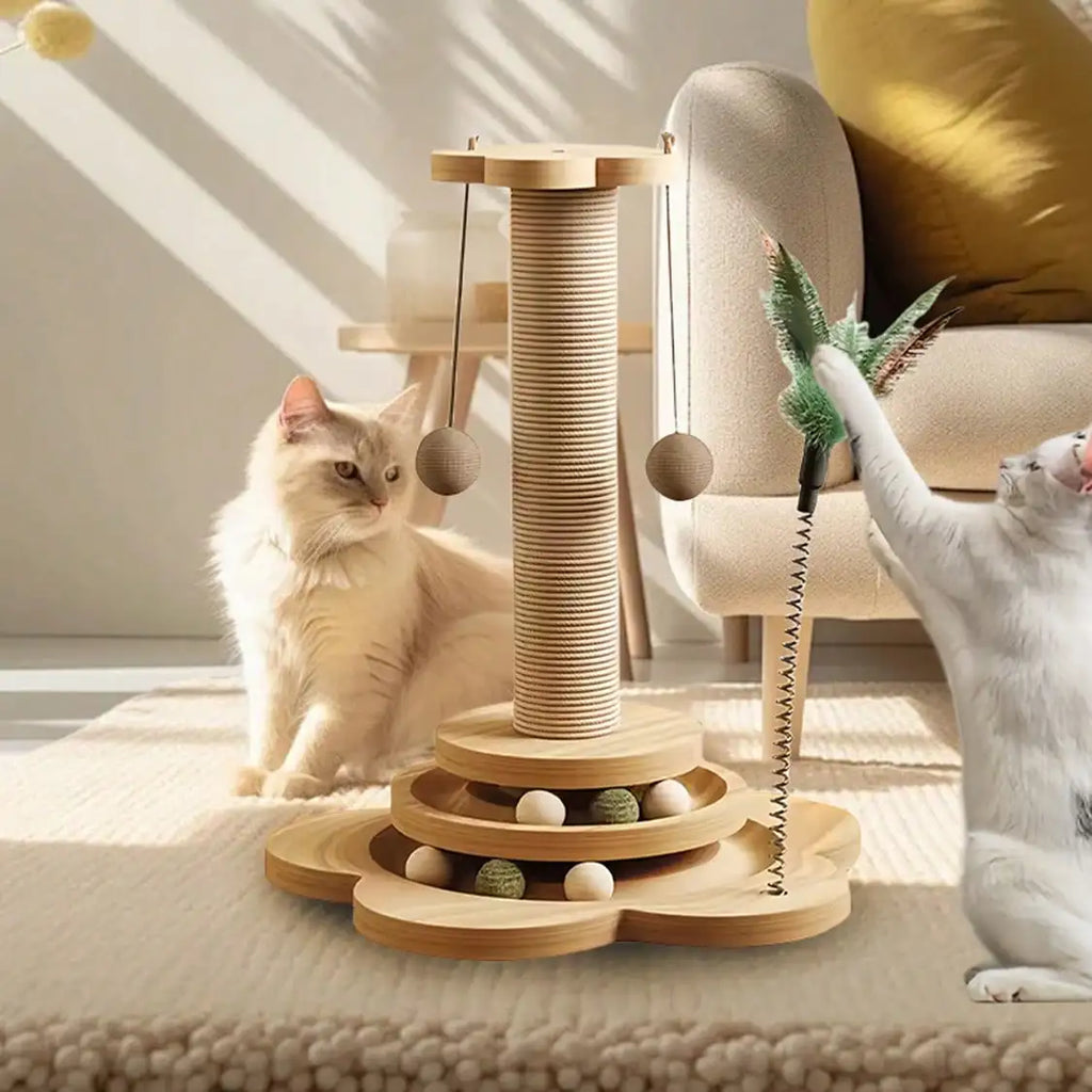 Sisal Cat Scratching Post — Turntable Play Tower