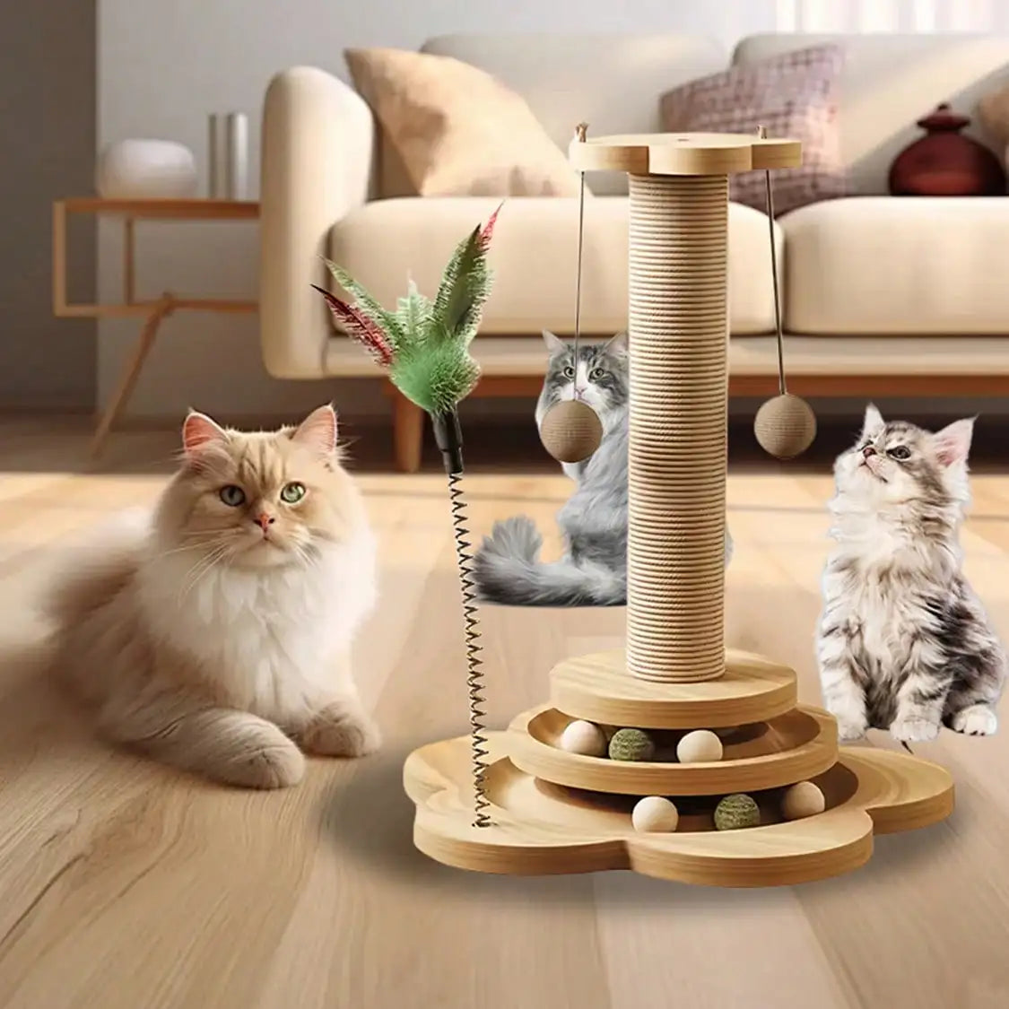 Sisal Cat Scratching Post — Turntable Play Tower