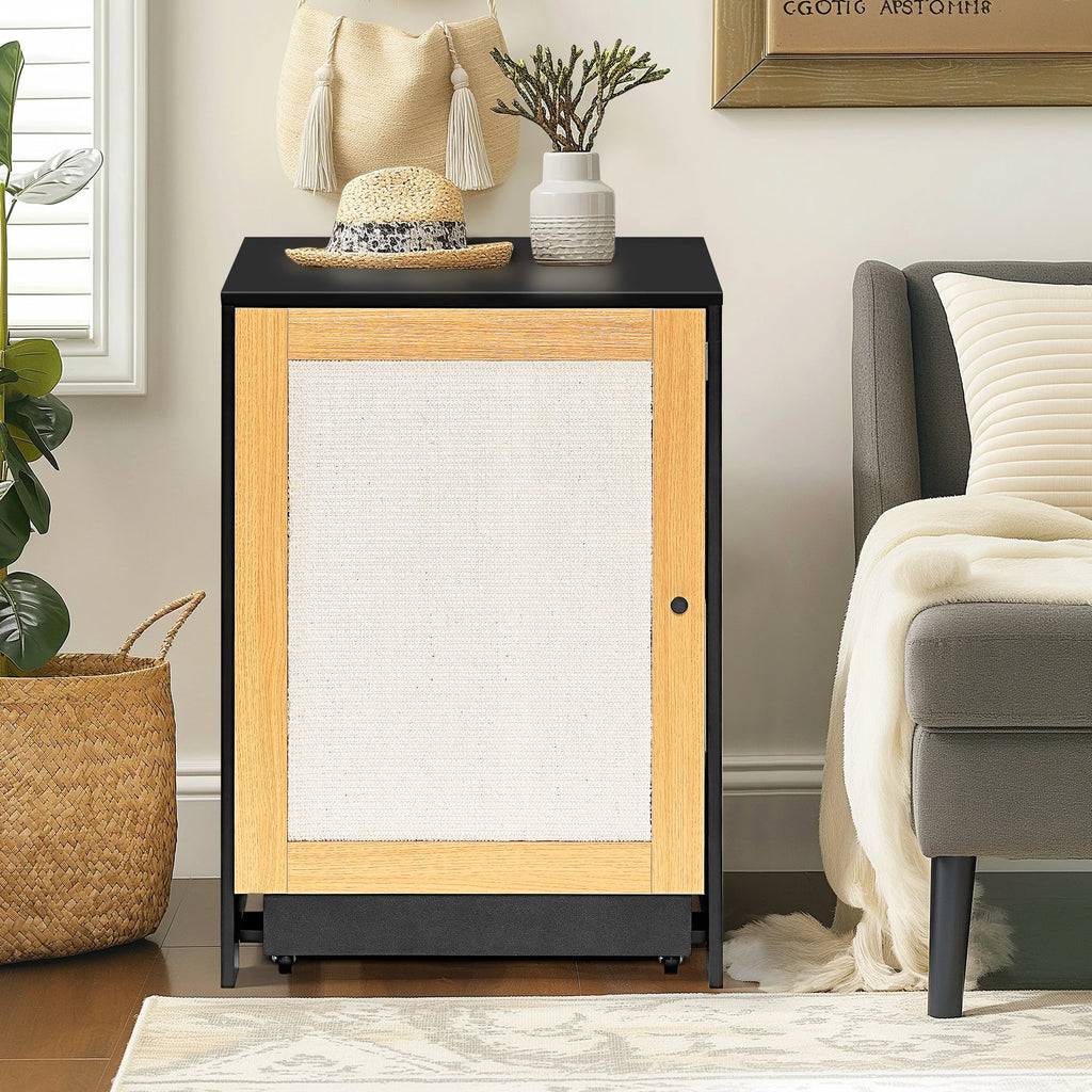 Black Cat Litter Box Enclosure — Hidden Cabinet End Table
