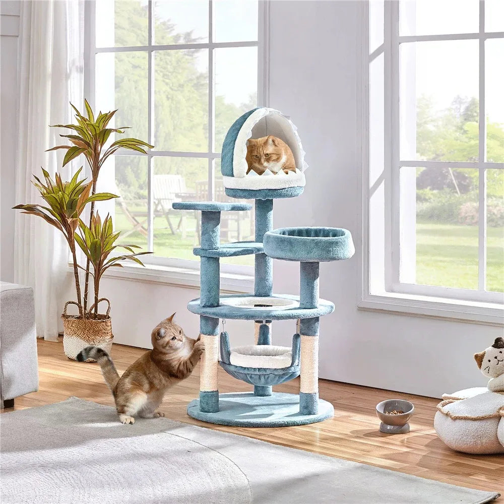 Plush Cat Tree Tower 45.5" — Hammock & Sisal Posts