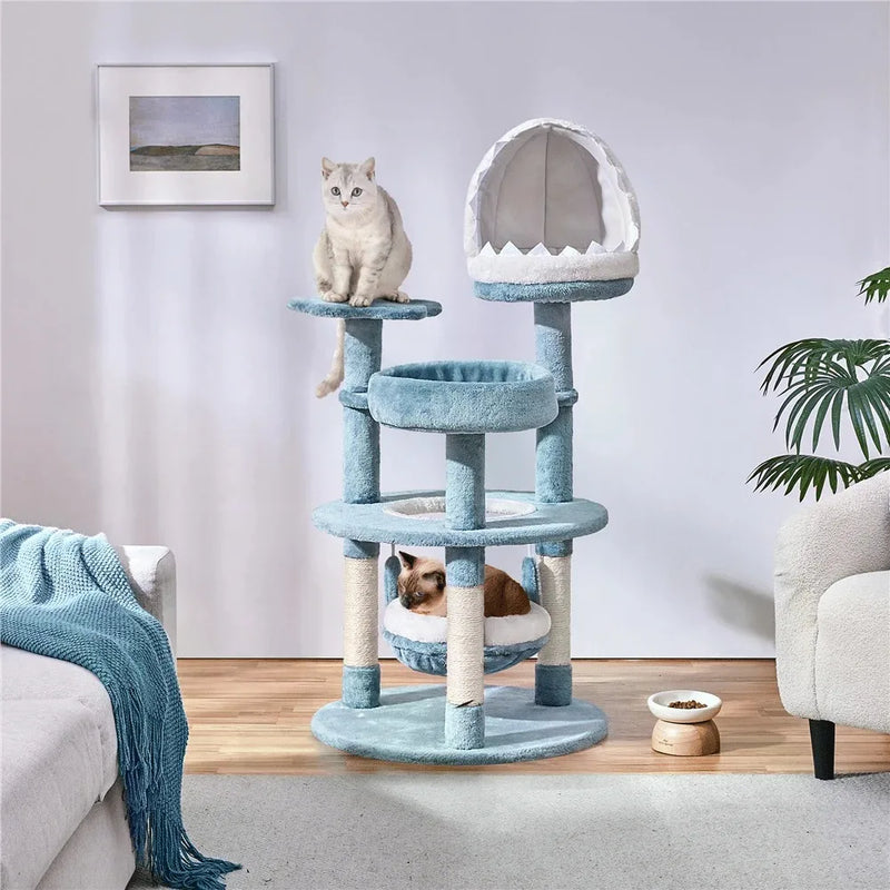 Plush Cat Tree Tower 45.5" — Hammock & Sisal Posts