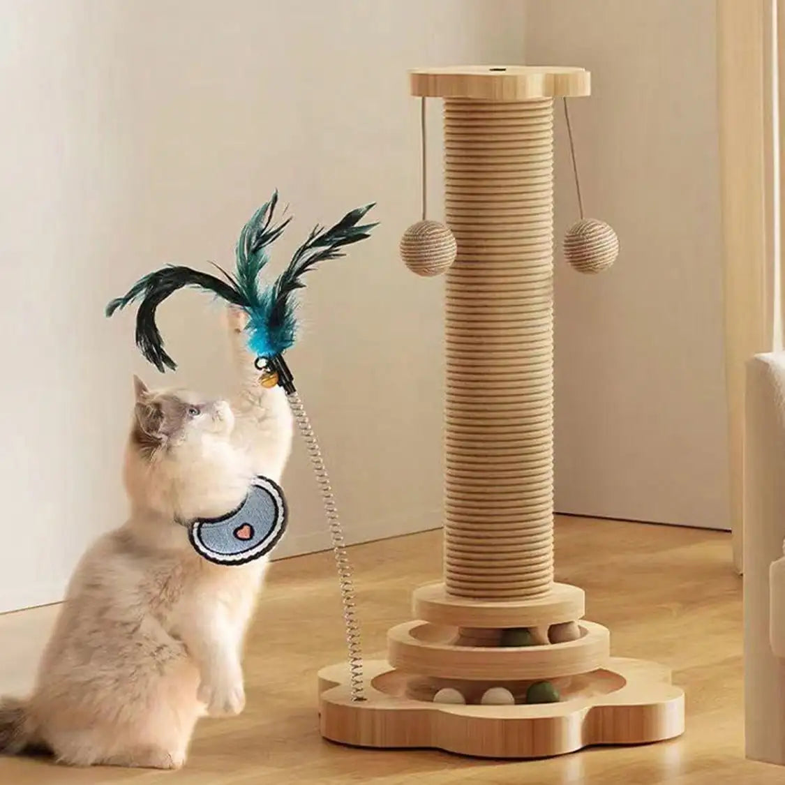 Sisal Cat Scratching Post — Turntable Play Tower