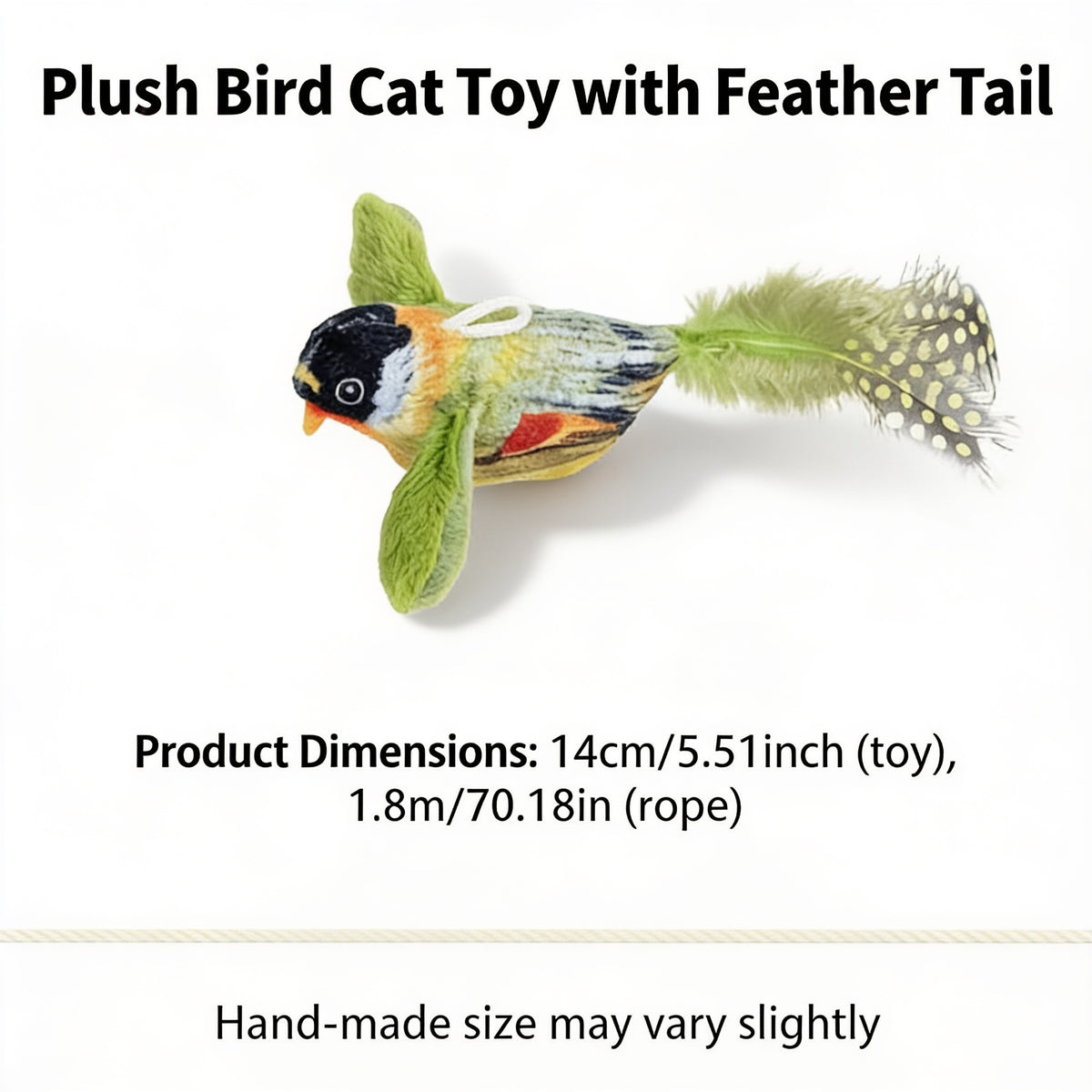 Interactive Cat Wand Toy — Chirping Bird Feather Teaser, No Batteries