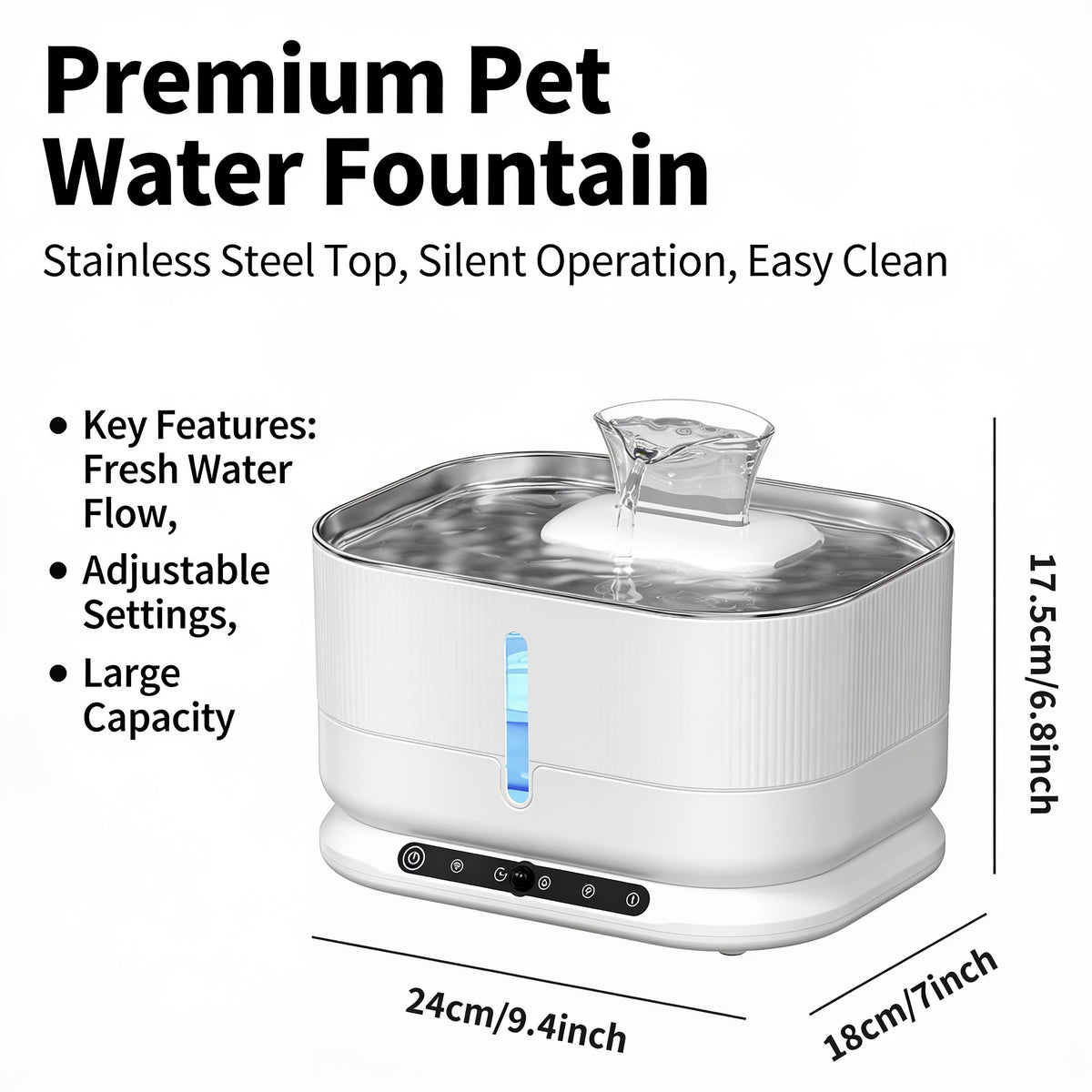 Cat Water Fountain 3.5L — Cordless Rechargeable Pet Drinking Fountain
