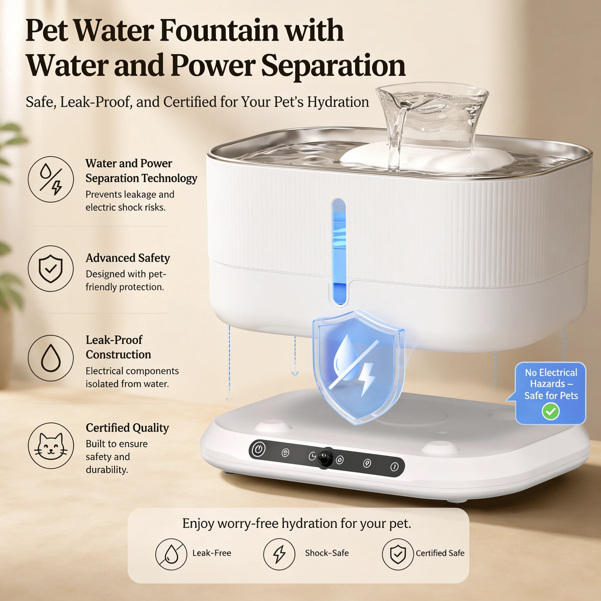 Cat Water Fountain 3.5L — Cordless Rechargeable Pet Drinking Fountain