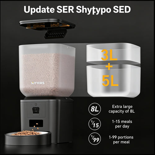 Automatic Cat Feeder with Camera — 8L Smart WiFi Pet Feeder, 1080p HD