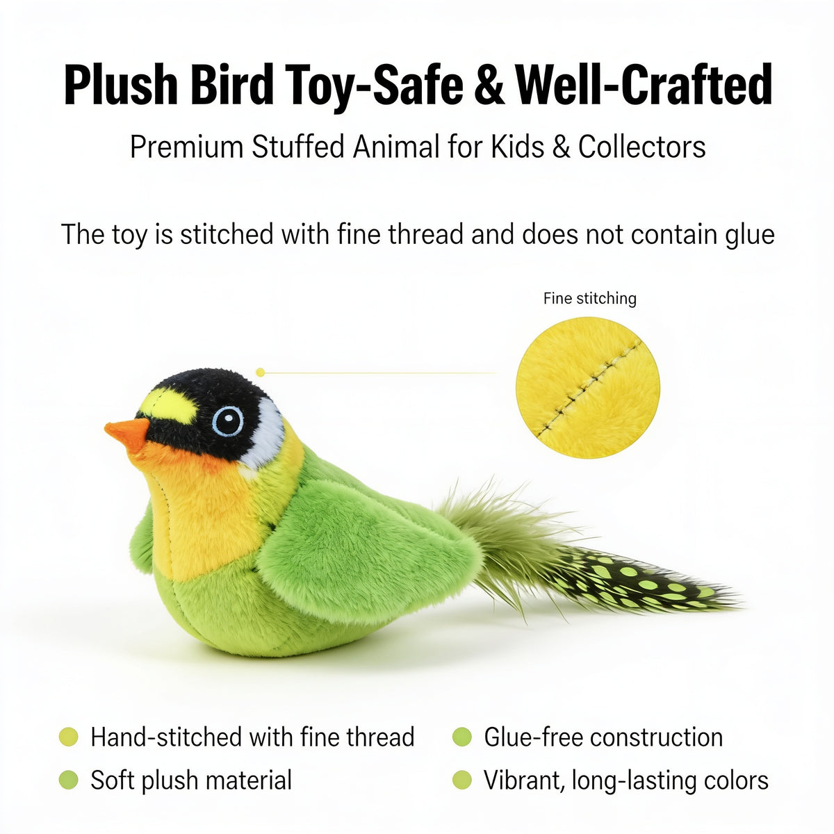 Interactive Cat Wand Toy — Chirping Bird Feather Teaser, No Batteries